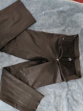 Giorgio Milanti Men's Black Leather Biker Pants - Classic Straight Fit